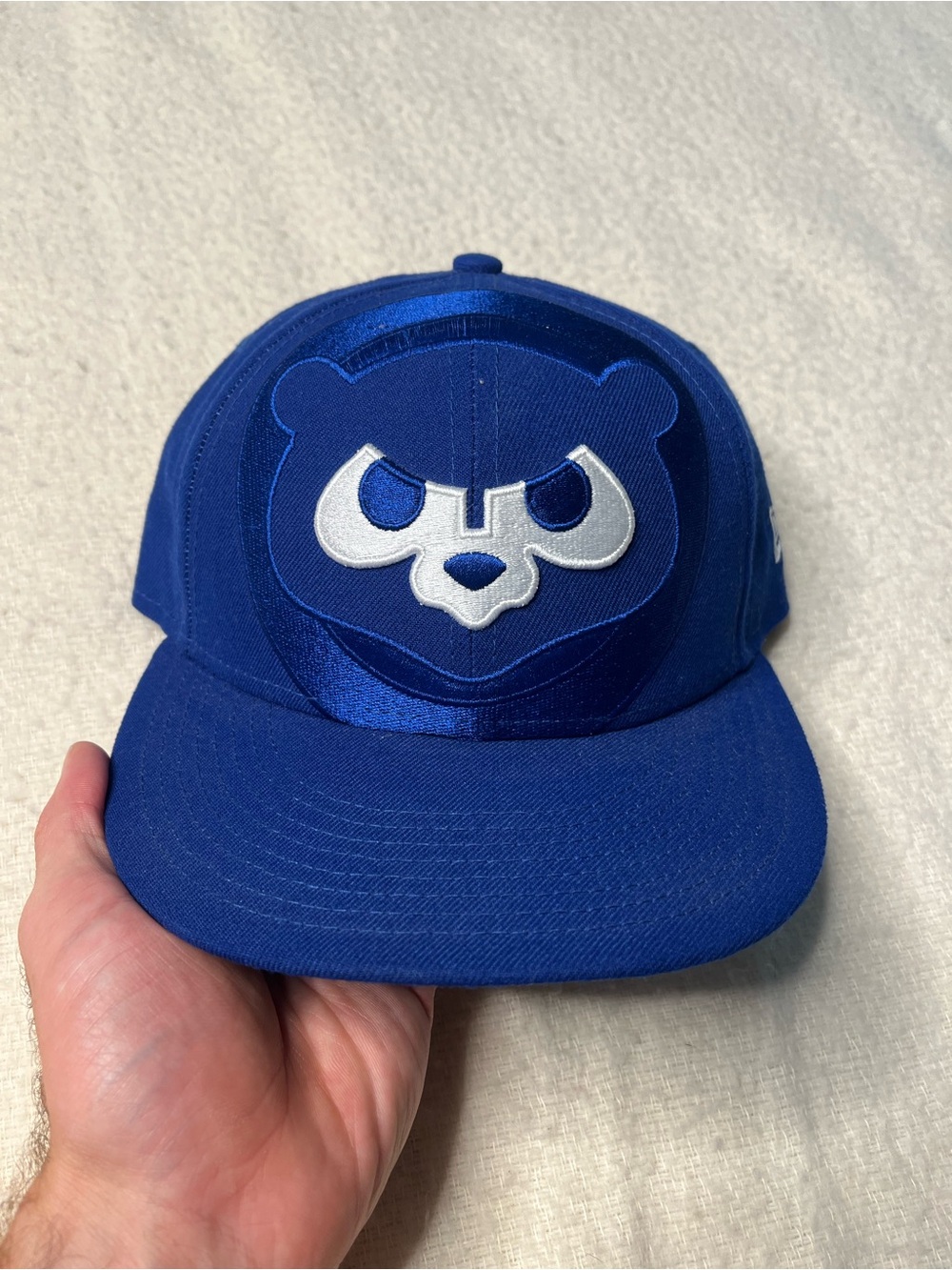 MLB Chicago Cubs New Era Royal Logo 59FIFTY Fitted Baseball Hat Cap Mens 7 3/8